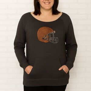NFL Apparel Cleveland Browns Gray Rhinestone Pullover Sweatshirt — Women's XL